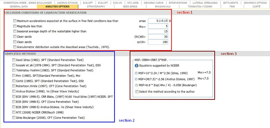 analysis options1