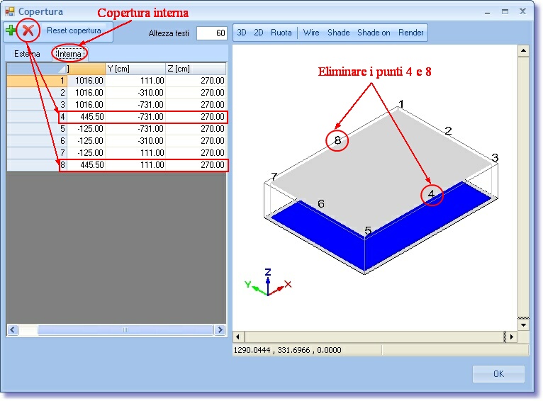 elimina punti 4 e 8