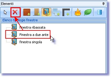 Rimuovi finestra